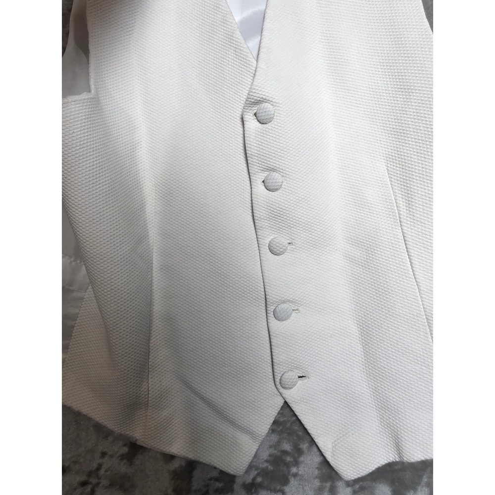 Giorgio Marcello Mens White Textured Pique Formal Vest Waistcoat Size Medium - Picture 6 of 7